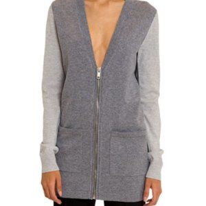 GIVENCHY Paris Grey Cashmere Zipper Cardigan Sweater NWOT Medium 8 10 Colorblock